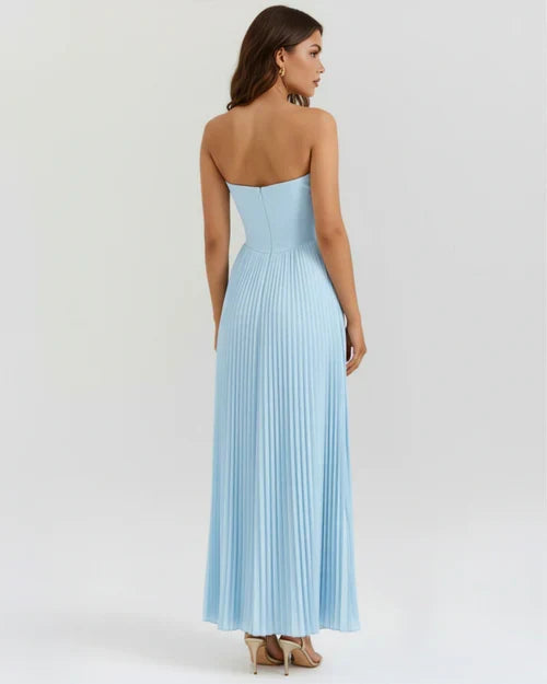 Celeste | Vestido plisado azul formal · casual