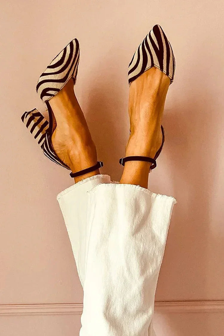 Keren™ | Zapatos de tacón de punta con estampado de cebra