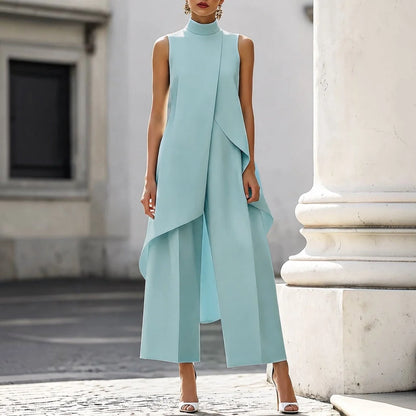 Valentina | Mono elegante con top de cuello alto drapeado