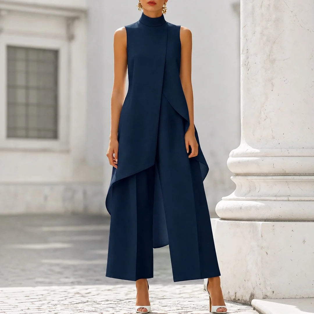 Valentina | Mono elegante con top de cuello alto drapeado
