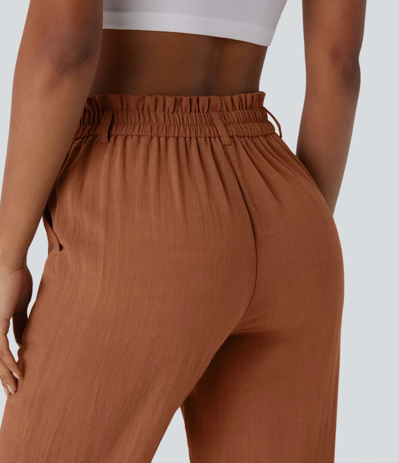 Joana | Pantalones Capri de alto en bolsillos y aspecto de lino