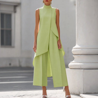 Valentina | Mono elegante con top de cuello alto drapeado