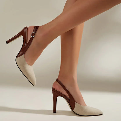 Sheila™ | Tacones con tira trasera en contraste