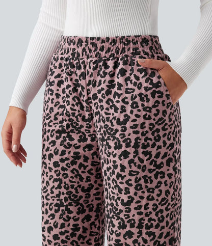 Paola | Pantalón de Pana Leopardo Cintura Alta