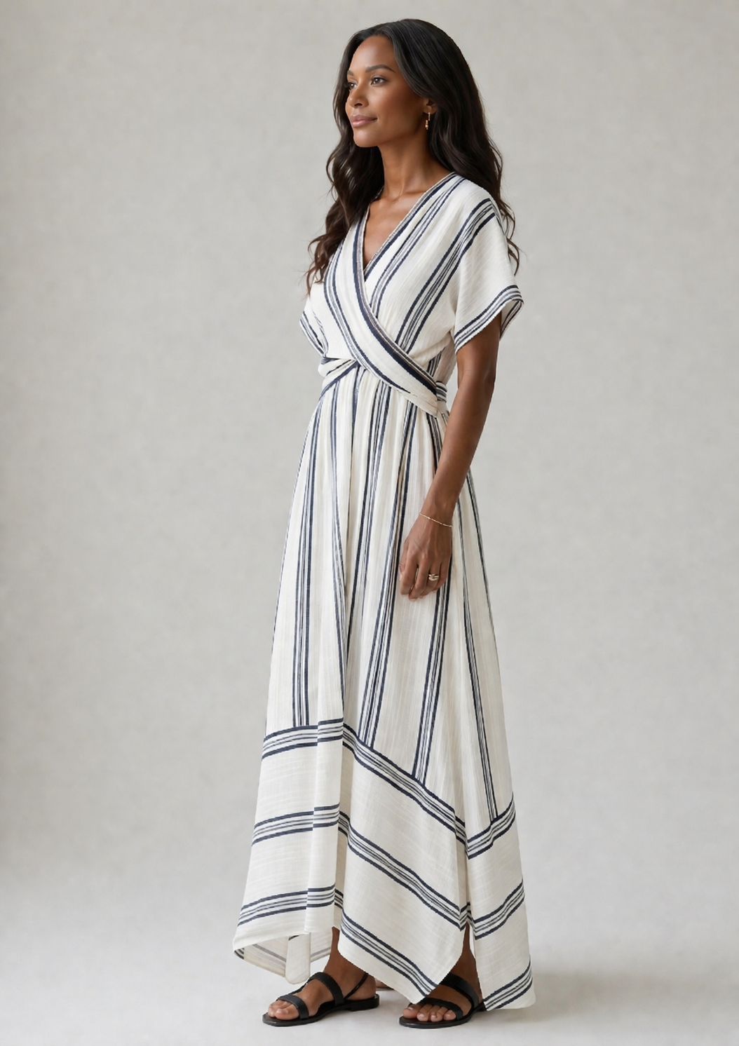 Carmen | Vestido Midi de manga corta con escote en V y cintura cruzada