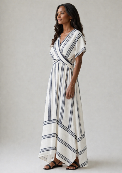 Carmen | Vestido Midi de manga corta con escote en V y cintura cruzada