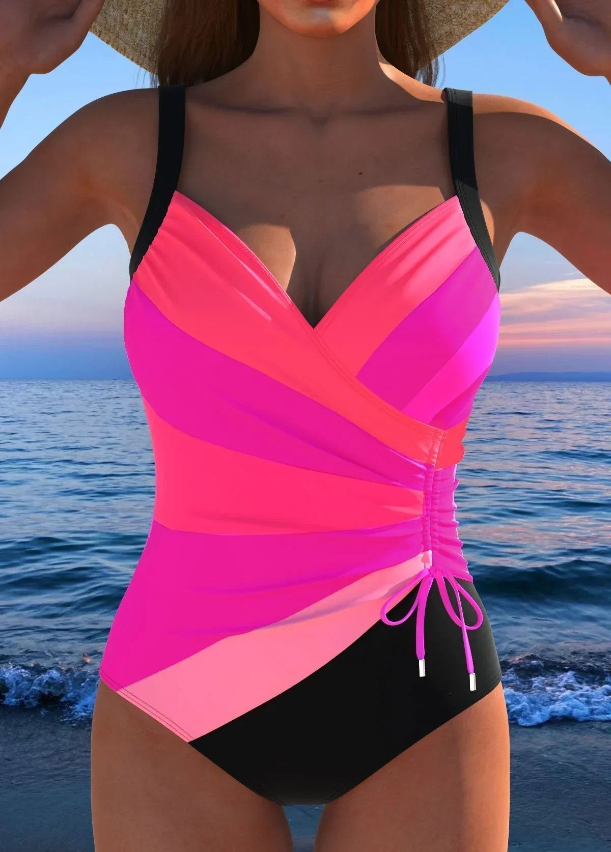 Traje de baño envolvente de lujo con estampado colorido