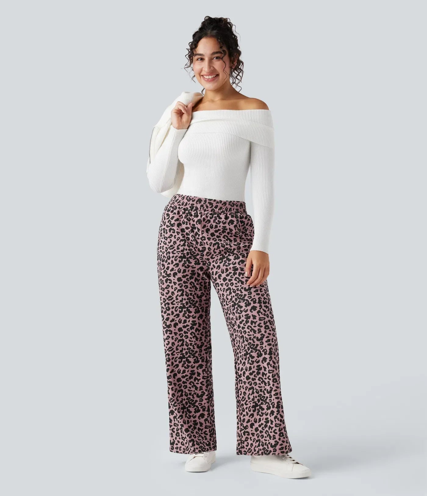 Paola | Pantalón de Pana Leopardo Cintura Alta