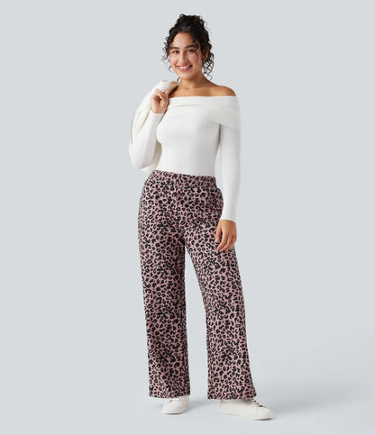 Paola | Pantalón de Pana Leopardo Cintura Alta