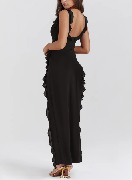 Vestido largo Amira – Ciruela oscuro