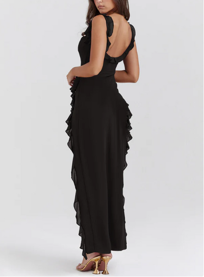 Vestido largo Amira – Ciruela oscuro