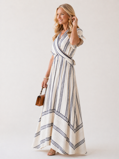 Carmen | Vestido Midi de manga corta con escote en V y cintura cruzada