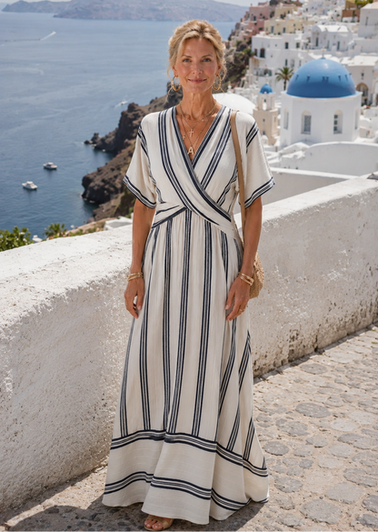 Carmen | Vestido Midi de manga corta con escote en V y cintura cruzada