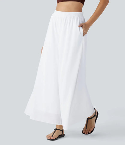 Jeniffer |  Pantalón- Falda Palazzo de Talle Alto con Bolsillos y Malla Fluida