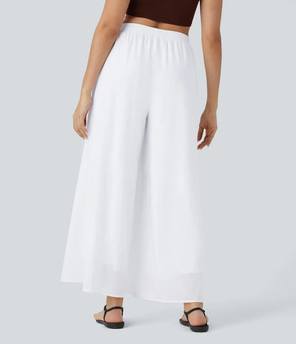 Jeniffer |  Pantalón- Falda Palazzo de Talle Alto con Bolsillos y Malla Fluida