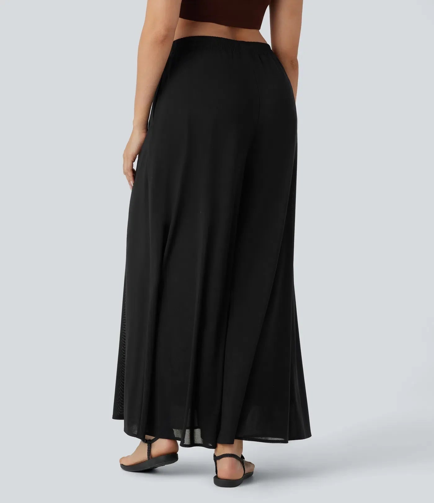 Jeniffer |  Pantalón- Falda Palazzo de Talle Alto con Bolsillos y Malla Fluida