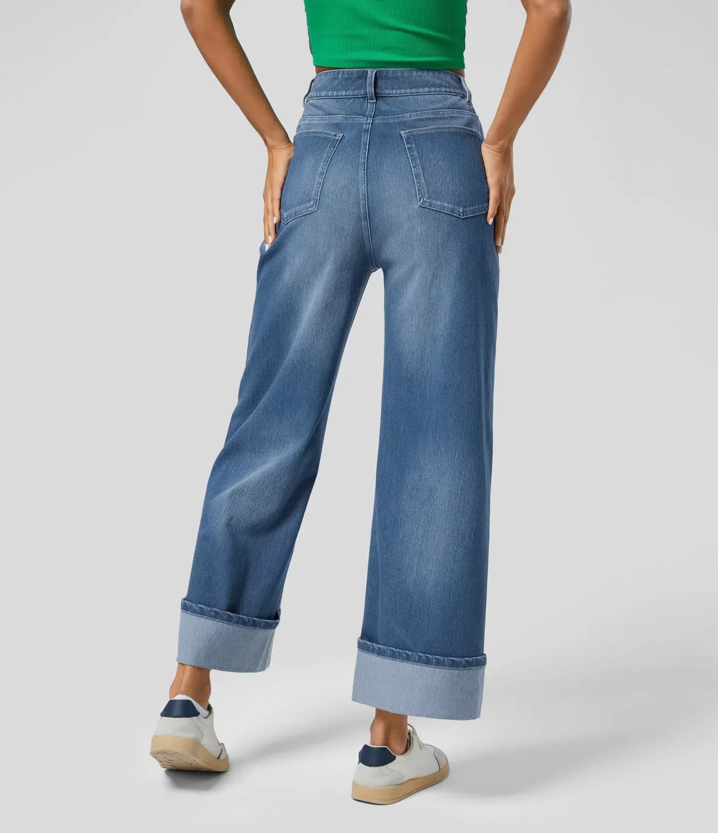 Melisa | Jeans de Cintura Alta con Corte Amplio y Dobladillo Enrollado