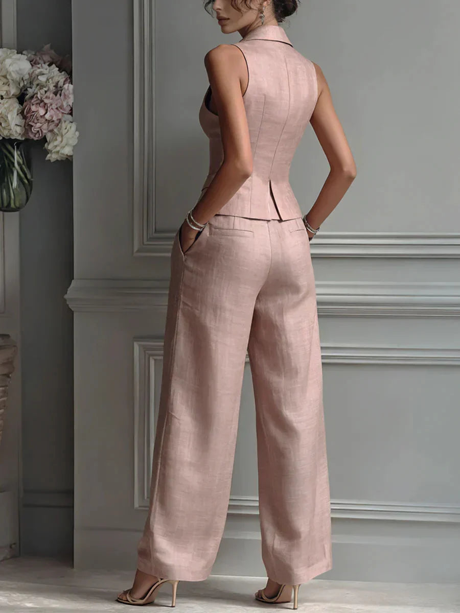 Mónica | Traje de dos piezas con cuello en V formal casual