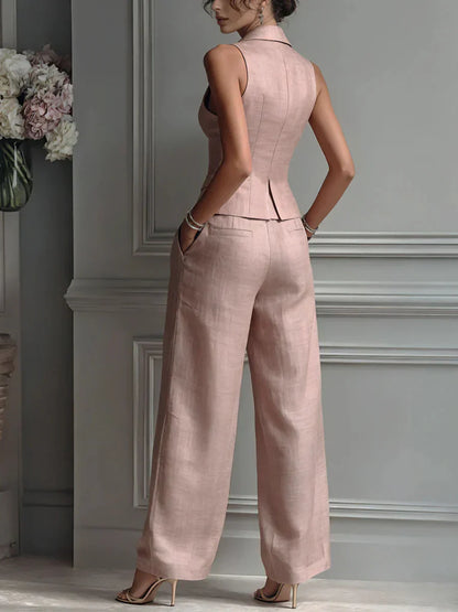 Mónica | Traje de dos piezas con cuello en V formal casual