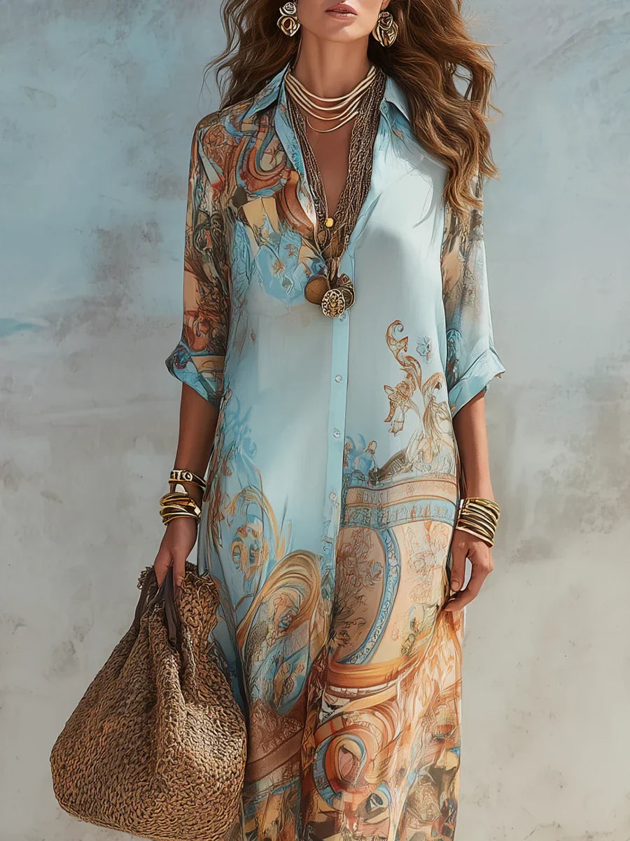 Lorena | Vestido camisero mediterráneo