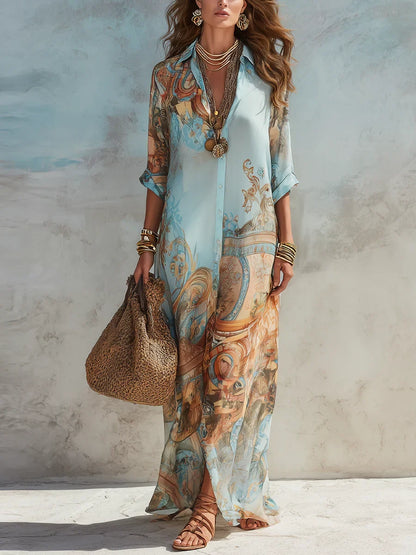 Lorena | Vestido camisero mediterráneo