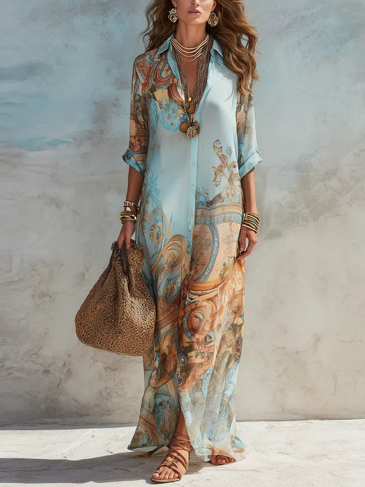 Lorena | Vestido camisero mediterráneo