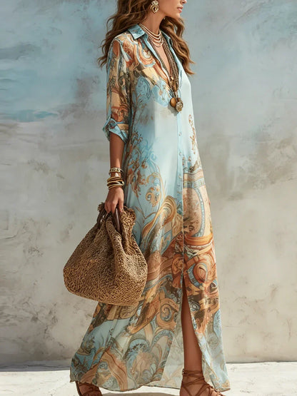 Lorena | Vestido camisero mediterráneo
