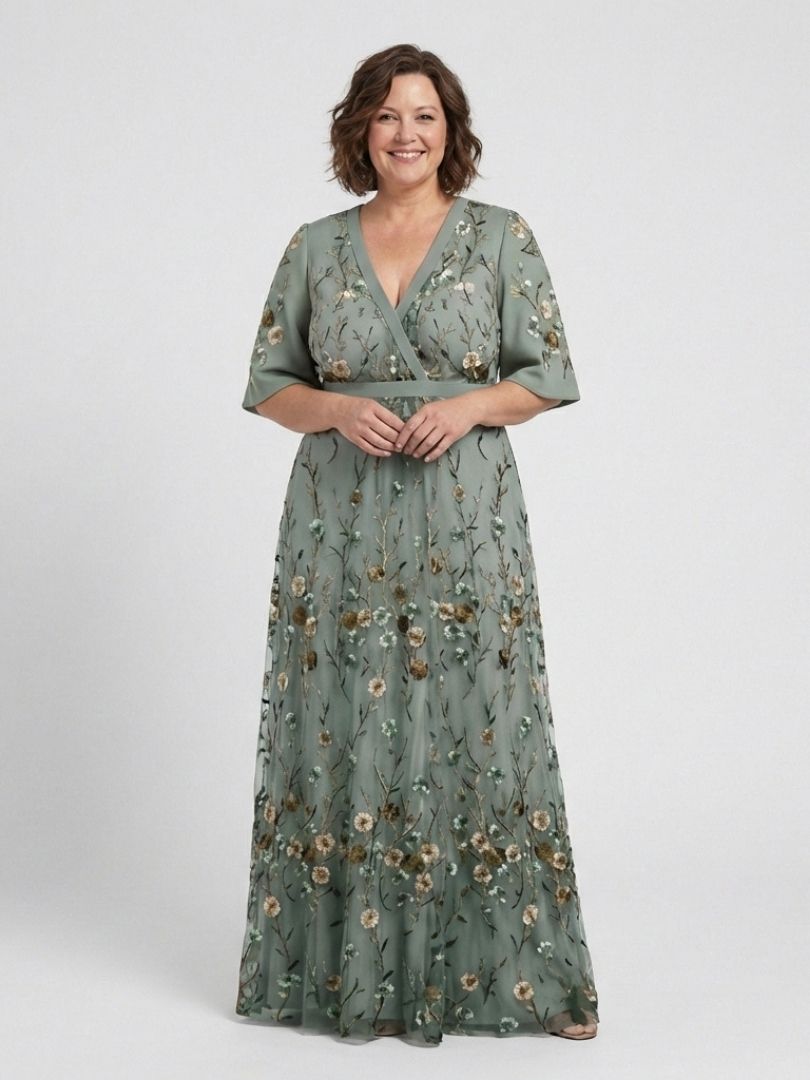 Carmen | Vestido largo de manga corta · estampado floral