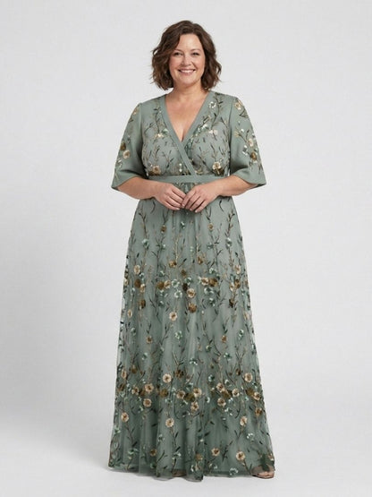 Carmen | Vestido largo de manga corta · estampado floral