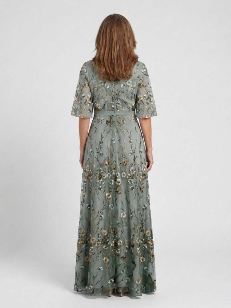 Carmen | Vestido largo de manga corta · estampado floral