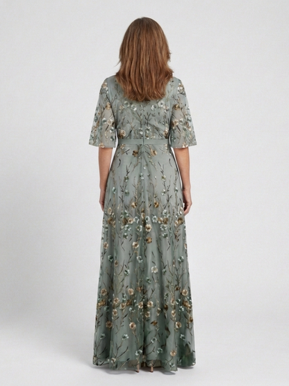 Carmen | Vestido largo de manga corta · estampado floral