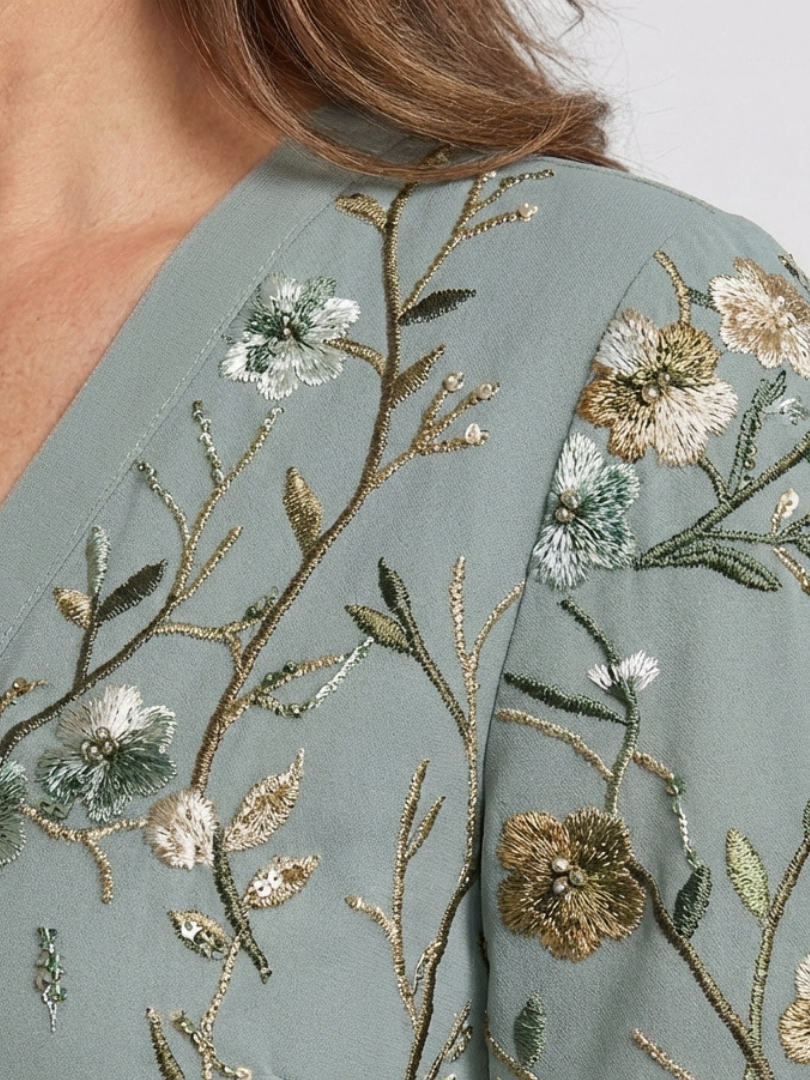 Carmen | Vestido largo de manga corta · estampado floral