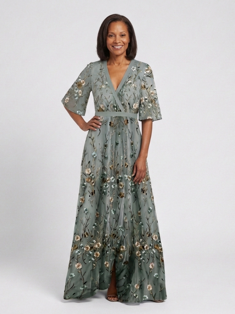 Carmen | Vestido largo de manga corta · estampado floral